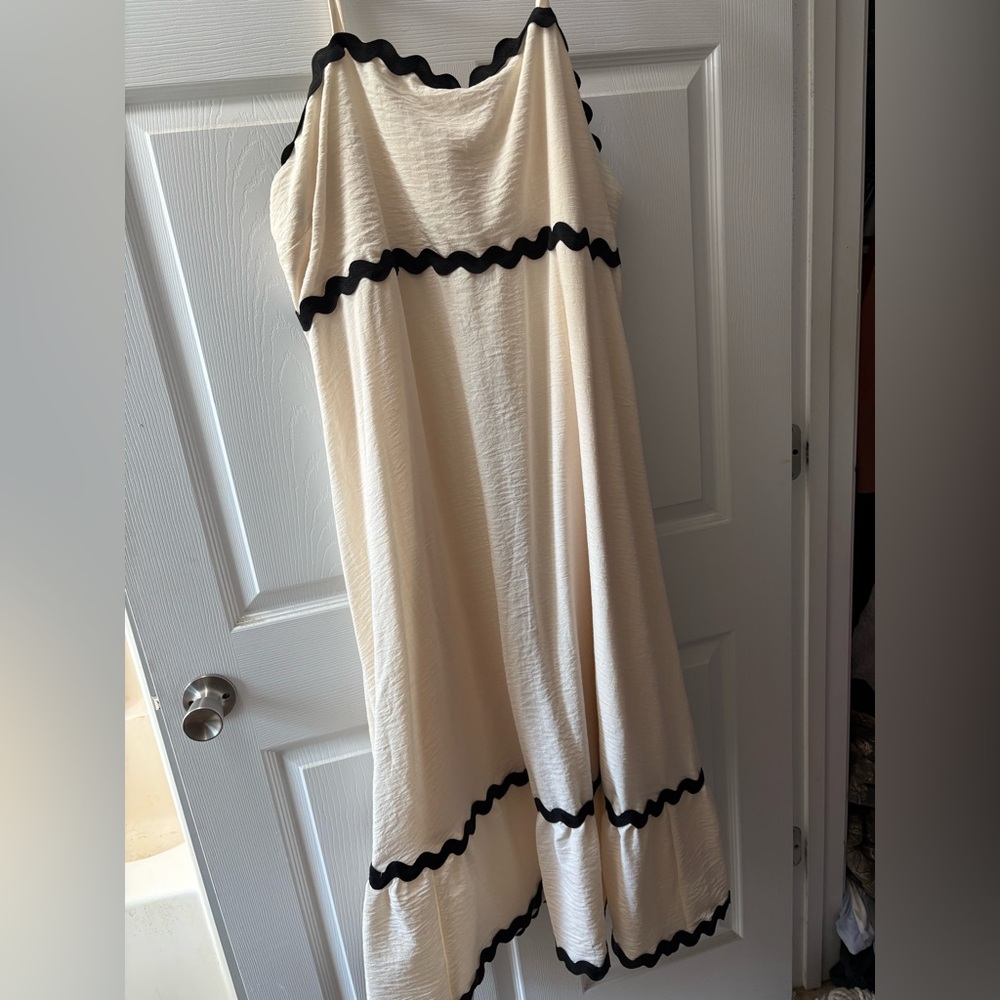 Cream Dress with Black Trim